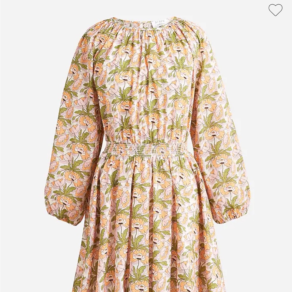 J Crew Floral Print Dress in Orange and Green